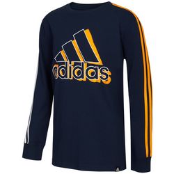 Adidas Big Boys 3-Stripe Split Logo Long Sleeve T-Shirt