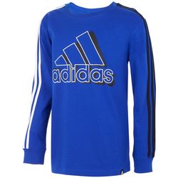 Adidas Big Boys 3-Stripe Logo Long Sleeve T-Shirt