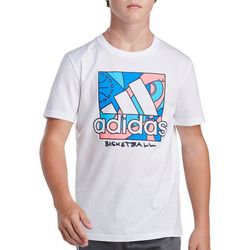 Adidas Big Boys Pink & Blue Ske Short Sleeve T-Shirt