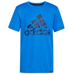 Adidas Big Boys Blue Rush Adidas Logo Short Sleeve T-Shirt