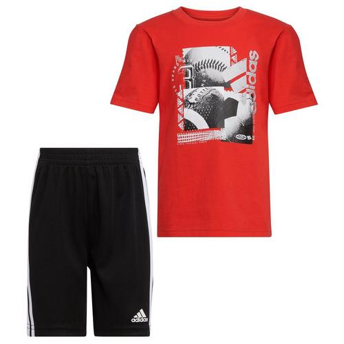 Adidas Little Boys 2-pc. Logo Sports Short Set