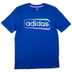 Adidas Big Boys Linear Stencil Short Sleeve Tee