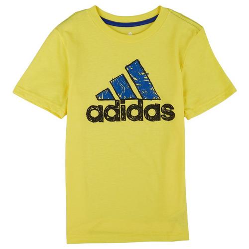 Adidas Little Boys Logo Graphic Triangle Stripe T-Shirt