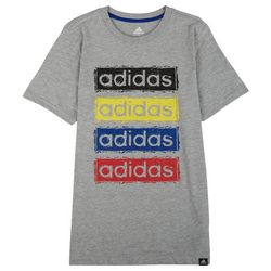 Adidas Big Boys Logo Screen print Short Sleeve T-Shirt