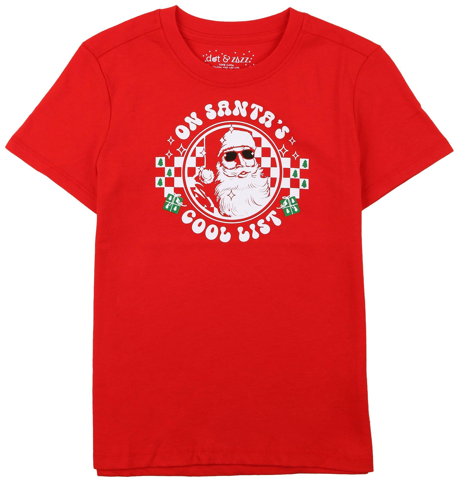 DOT & ZAZZ Little Boys Santa Cool List Short Sleeve T-Shirt