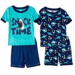 Big Boys 4-pc. Snack Time Shark Pajama Short Set