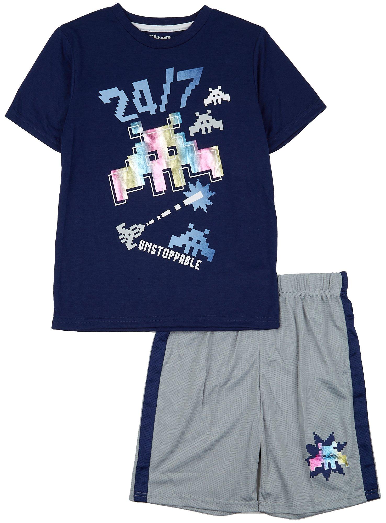 Sleep On It Boys Pajamas Shorts Set 4 Piece Pajama T-Shirt and