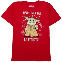 Star Wars Big Boys Christmas Baby Yoda Graphic T-Shirt