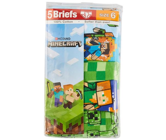 Minecraft Boys Underwear Boxer Briefs Athletic 5 Pack Size Medium (8) New