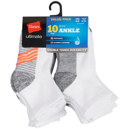 Hanes Boys 10-pk. Cool Comfort Ankle Socks