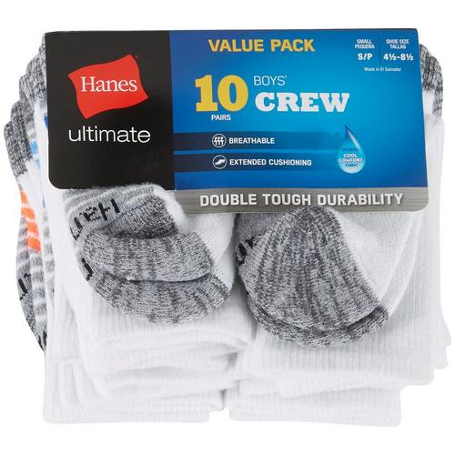 Hanes Boys 10-pk. Cool Comfort Crew Socks