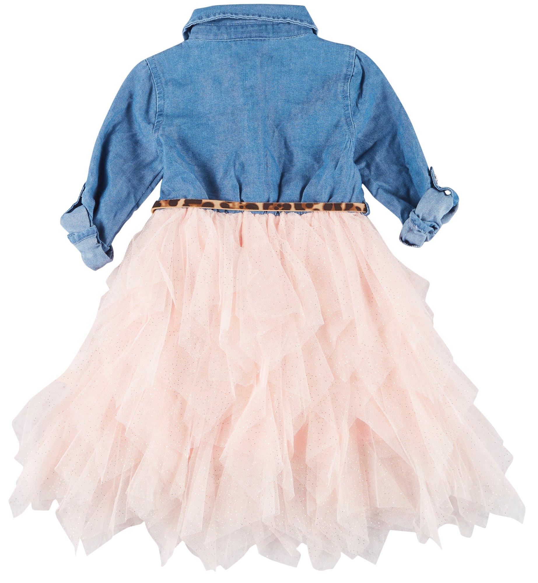 girls denim tulle dress