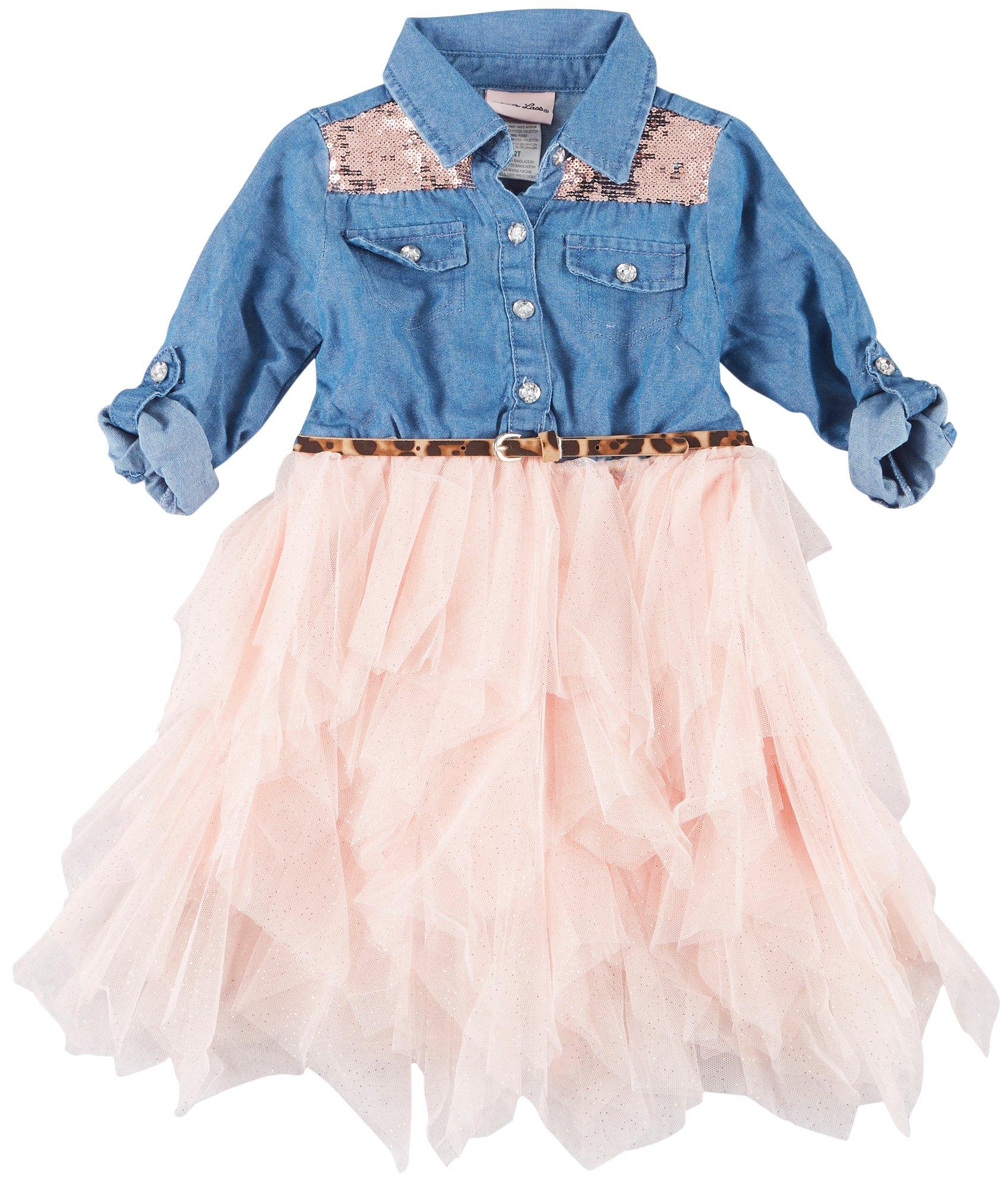 girls denim and tulle dress