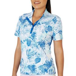 Coral Bay Golf Petite Snap Front Polo Short Sleeve Top