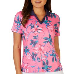 Coral Bay Golf Petite Solid Trimmed Short Sleeve  Polo Top