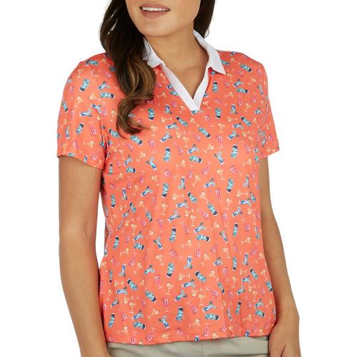 Coral Bay Golf Petite Cocktails Short Sleeve Polo