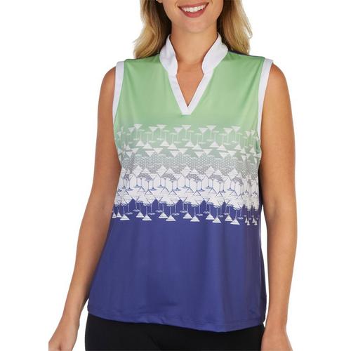 Coral Bay Golf Petite Graphic Sleeveless Polo Top