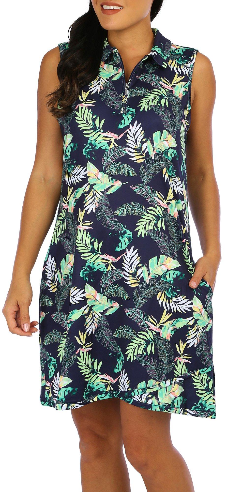 Coral Bay Golf Petite 1/4 Zip Sleeveless Pocket Dress