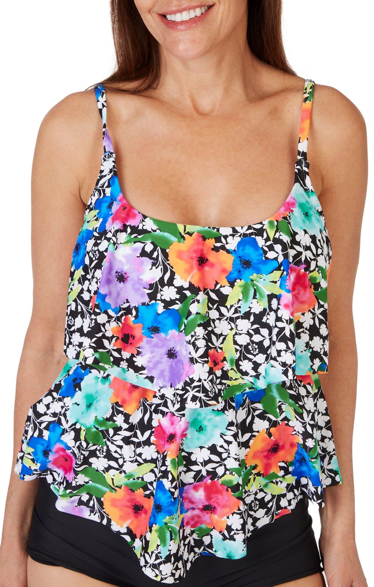 Womens Pop Petal Two Tiered Tankini Top