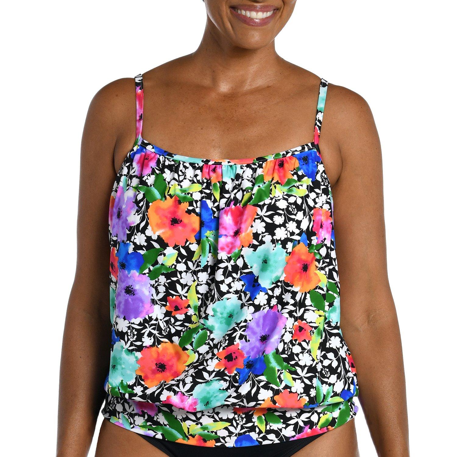 Womens Pops Petal Underwire Blouson Tankini Top