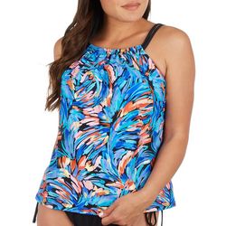 Womens Feathers Underwire High Neck Tankini Top