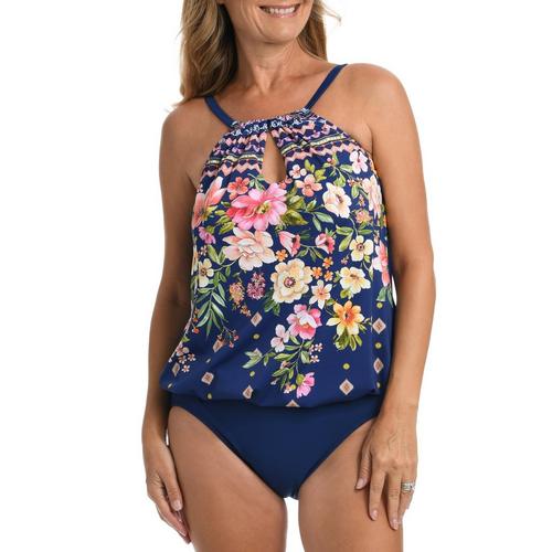 Maxine Of Hollywood Womens Border Blooms High Neck