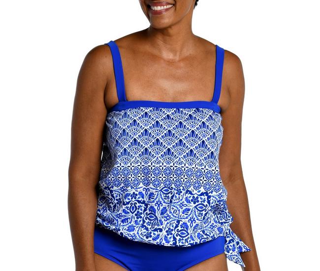 Swimsuits For All Women's Plus Size Bandeau Blouson Tankini Set 8