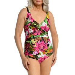 Womens Exotic Jungle Twist Front One Piece Swimsuit