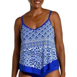Maxine Of Hollywod Womens Grecian Tile Flutter Tankini Top