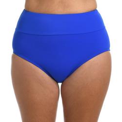 Womens Solid Banded Swim Briefs