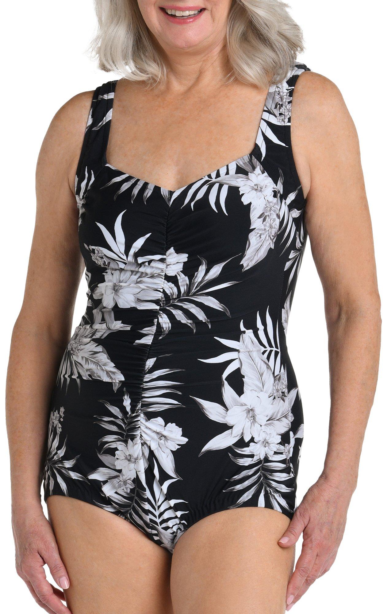 Womens Tropic Paradise Shirred Front Girl Leg One Piece