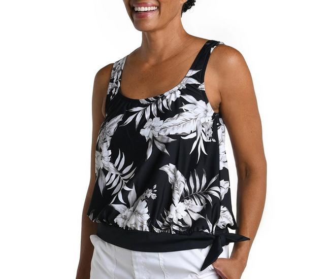 Tropical Abstraction Bandeau Blouson Tankini Top - FINAL SALE – MAXINE OF  HOLLYWOOD