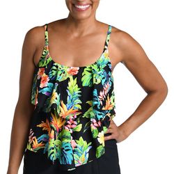 Womens Floral Two Tiered Tankini Top