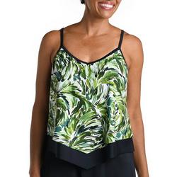 Womens Fronds With Flair Flutter Hem Tankini Top