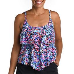 Womens Abstract Two Tiered Tankini Top