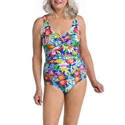 Womens Floral Side Shirred Girl Leg One Piece