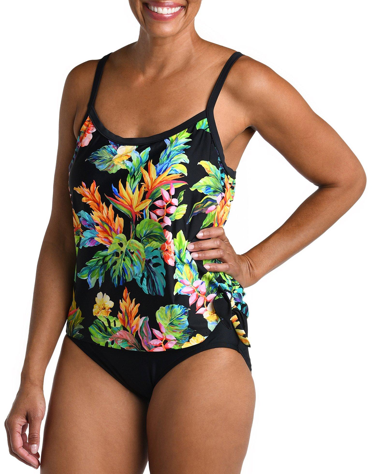 Womens Gem Garden Surplice Side Tie One Piece Swimsuit