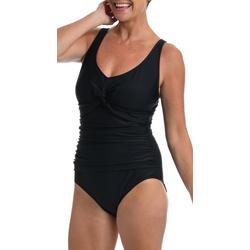 Maxine Womens Solid Tricot Twist Front One Piece Swimsuit