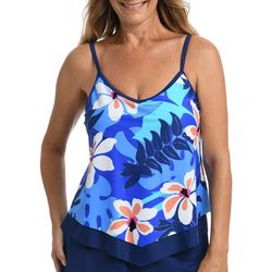 Maxine Of Hollywood Womens Aloha Orchid Flutter Tankini Top