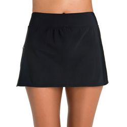 Paradise Bay Womens Solid Pocketed Swim Skirt