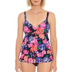 Paradise Bay Womens 3-Tier Floral Faux Tankini One