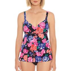 Womens 3-Tier Floral Faux Tankini One Piece