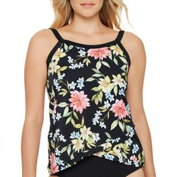 Paradise Bay Womens Floral High Neck Tankini Top