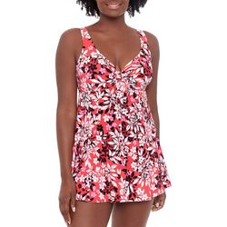 Paradise Bay Womens Front Bow Floral Swimdress