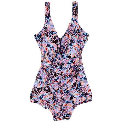 Paradise Bay Womens Abstract Butterfly One Piece
