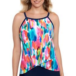 Womens Paint The Town Faux Wrap Front Tankini Top