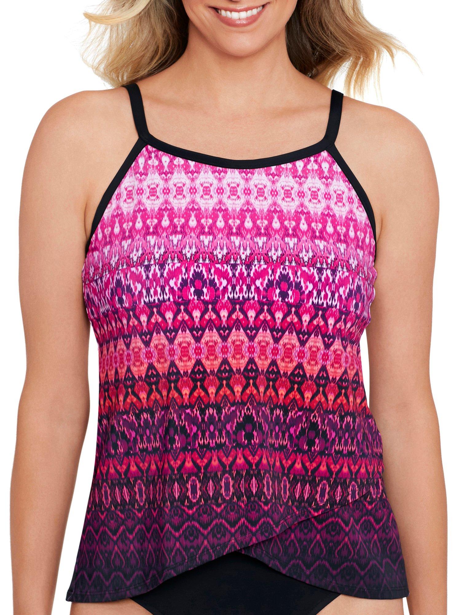 Shape Solver Womens Biased View High Neck Tankini Top