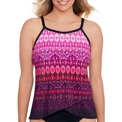 Shape Solver Womens Biased View High Neck Tankini Top