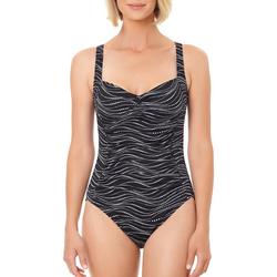 Womens Tidal Wave Shirred One Piece Swimsuit