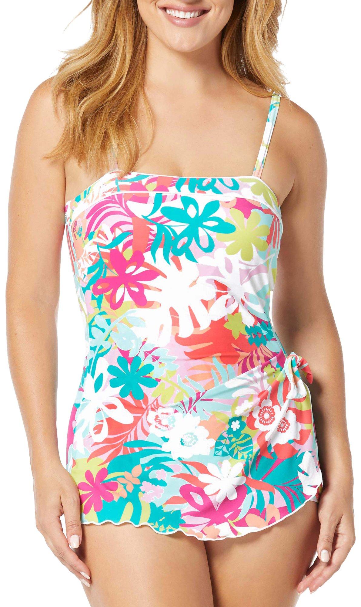 Womens Tropical Sarong One Piece Swimsuit